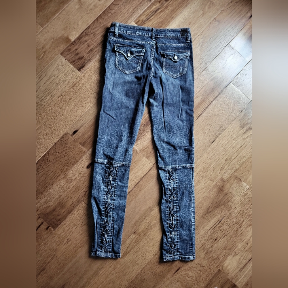 "Black Crystal" Dark Wash Skinny Jeans